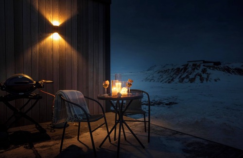 Rangarþing ytra Cabin | Northern lights galore! AURA Retreat Iceland - LOGN Cabin w hot tub & sauna.