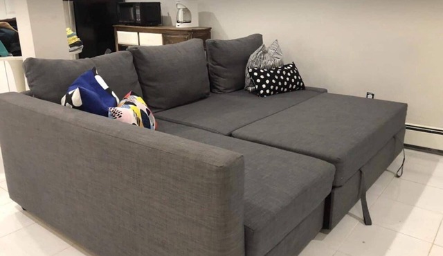 Open bright airy basement apartment